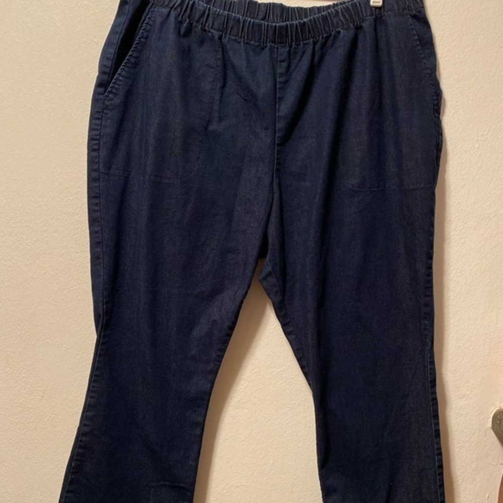 Woman Within Jeans Women’s Size 30W Petite Stretch Pull On Blue Denim